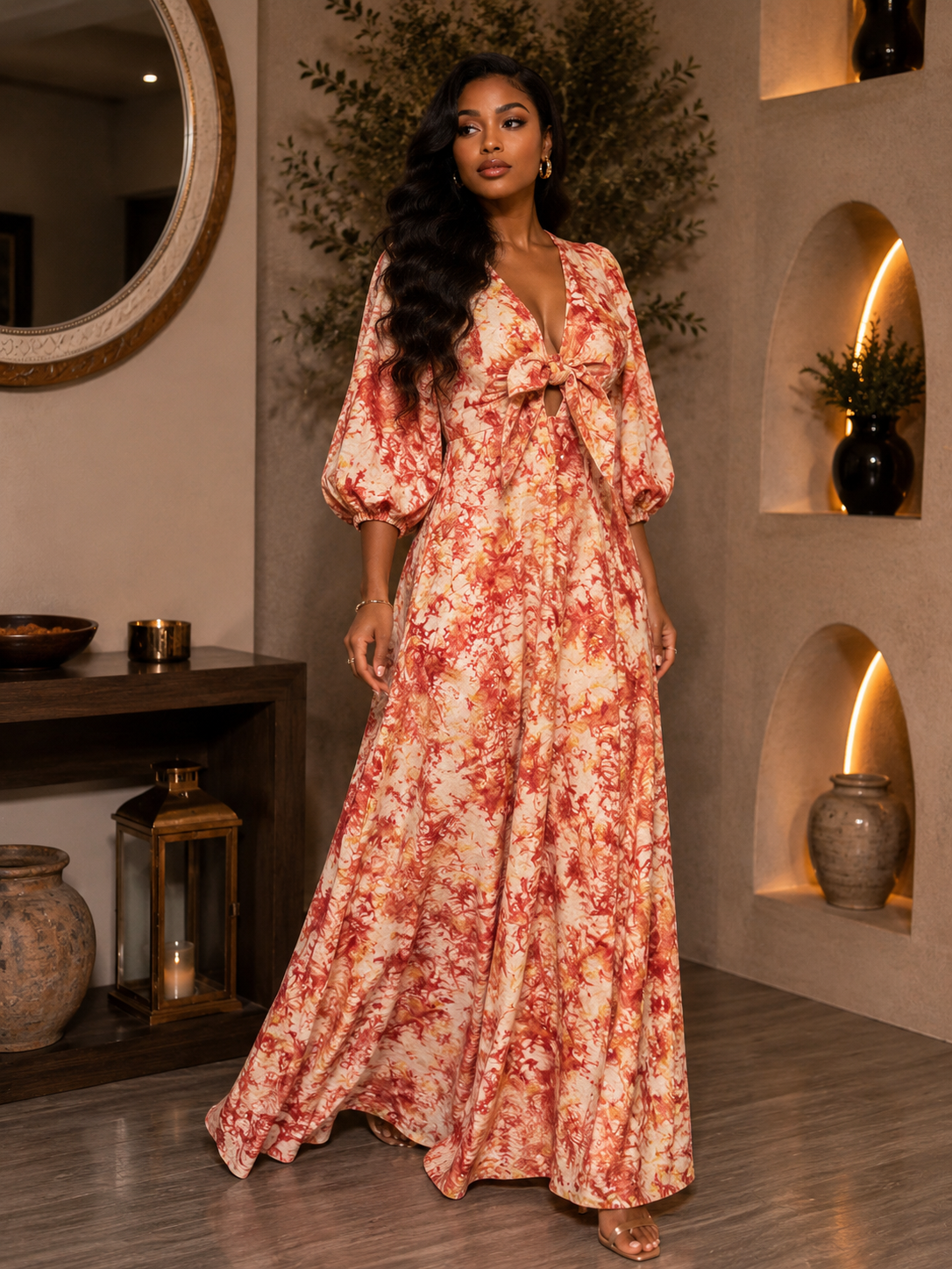 Aijay Adire Luxe Flowy Dress
