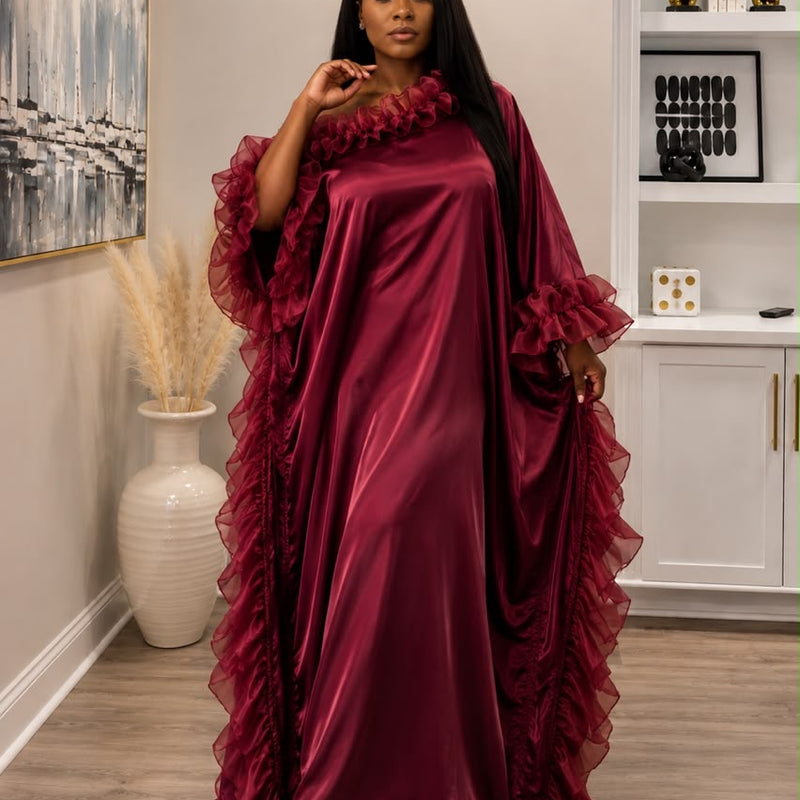 Ruby Luxe Silk Kaftan – Luxury Oversized Silk Resort wear & Loungewear