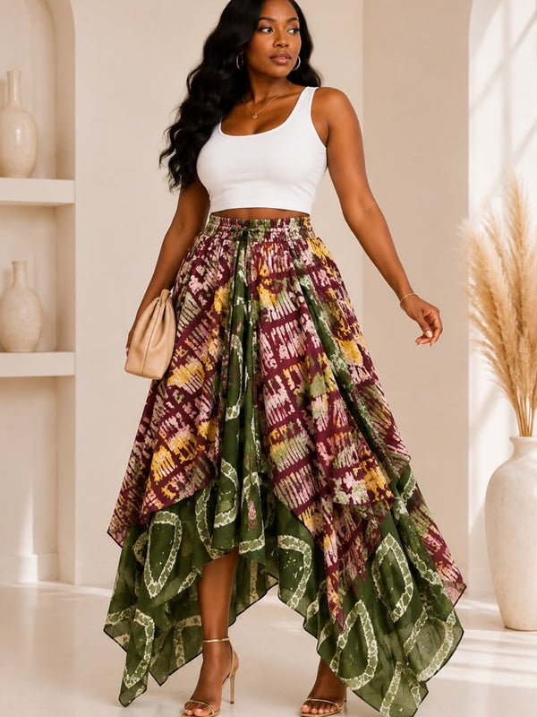 BANKE ADIRE LAYERED HANDKERCHIEF SKIRT