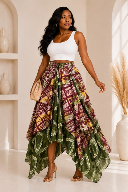 BANKE ADIRE LAYERED HANDKERCHIEF SKIRT