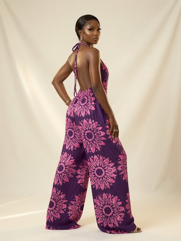 SHANON ADIRE COTTON OPEN BACK JUMPSUIT