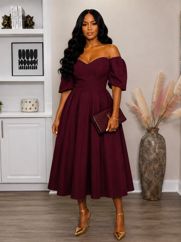 Hilda Off-The-Shoulder Midi Dress