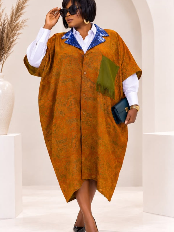Wumi Ankara x Aso-Oke Midi Kaftan Dress