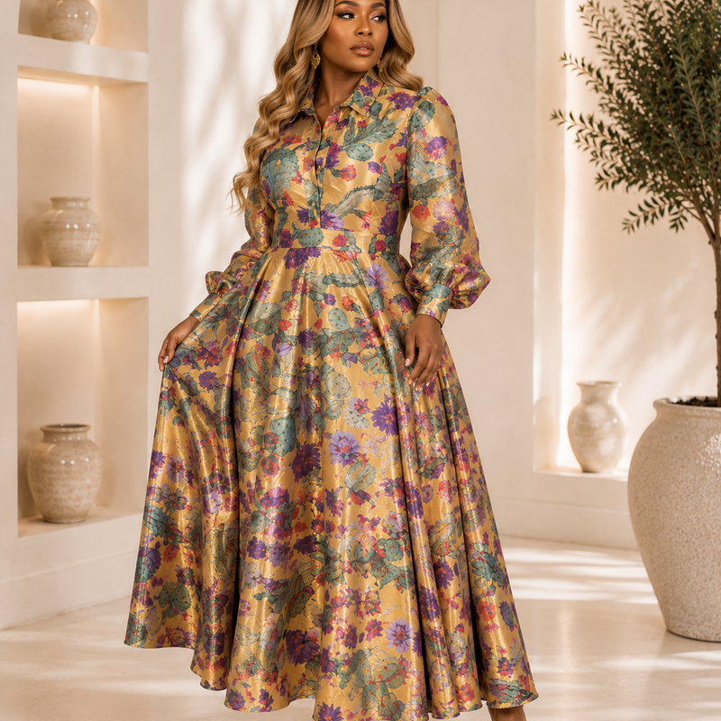 Elara Botanical Luxe Dress