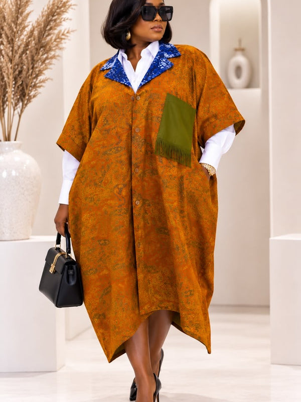 Wumi Ankara x Aso-Oke Midi Kaftan Dress