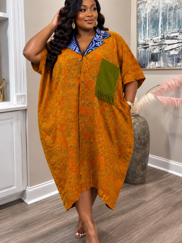 Wumi Ankara x Aso-Oke Midi Kaftan Dress
