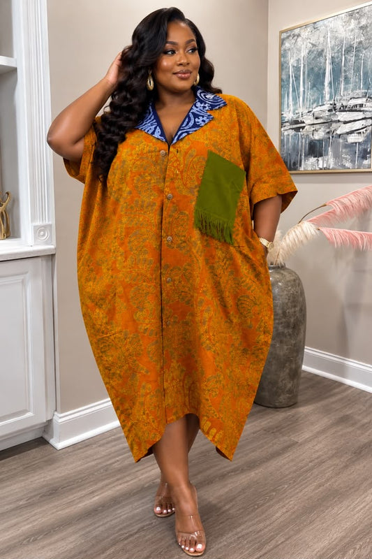 Wumi Ankara x Aso-Oke Midi Kaftan Dress