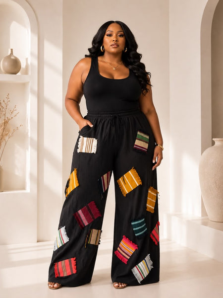 FUMBO LUXE LINEN ASHOKE PATCH PANT