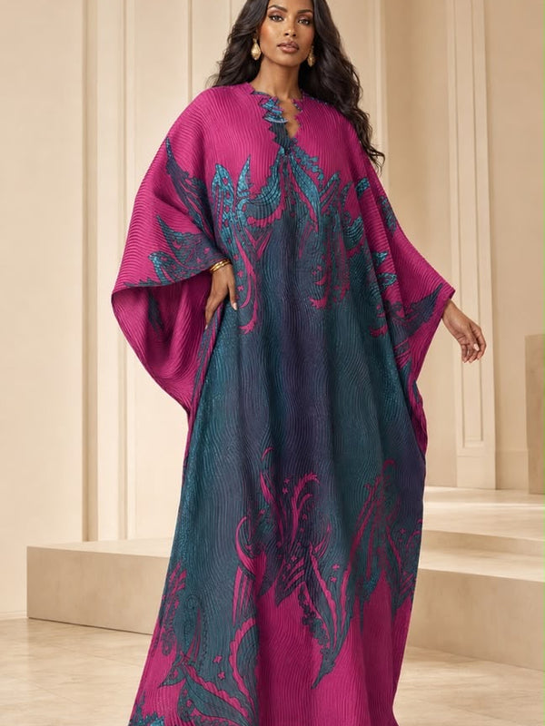 Eki Luxe 3D Brocade Boubou Kaftan – Luxury African Printed Maxi Dress