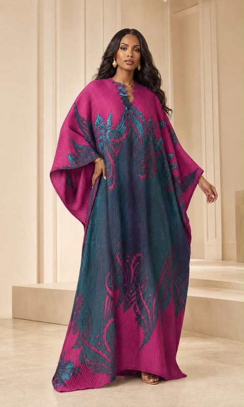 Eki Luxe 3D Brocade Boubou Kaftan – Luxury African Printed Maxi Dress