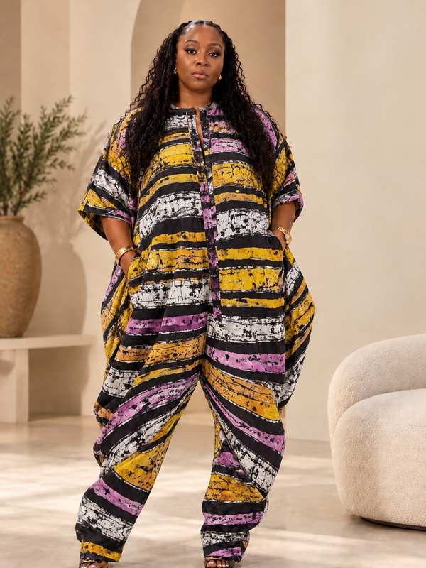 VIOLA ADIRE HAREM JUMPSUIT | Handmade African Print Romper