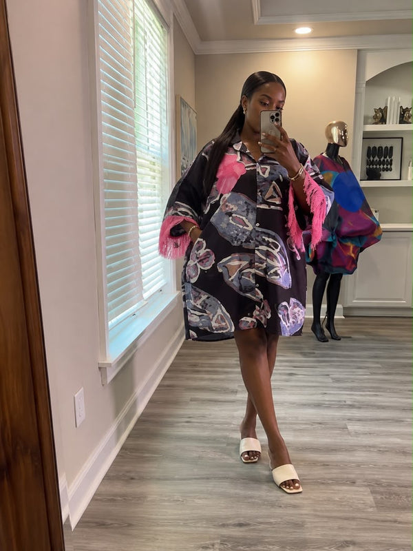 KALY ADIRE ARTWORK MIDI KAFTAN