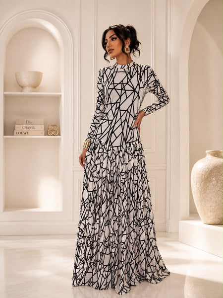 Maya Luxe Flowy Mesh Dress - Elegant Sheer Floor-Length Gown