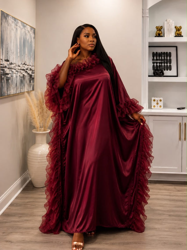 Ruby Luxe Silk Kaftan – Luxury Oversized Silk Resort wear & Loungewear