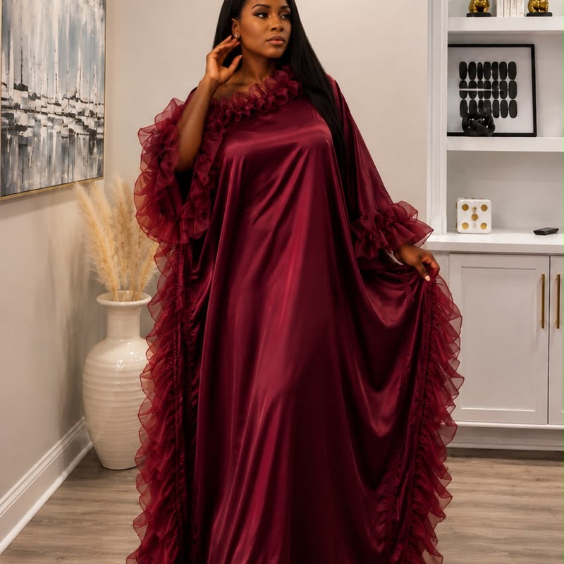 Ruby Luxe Silk Kaftan – Luxury Oversized Silk Resort wear & Loungewear