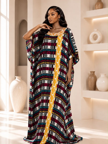 Vikky Adire Kaftan Maxi Dress