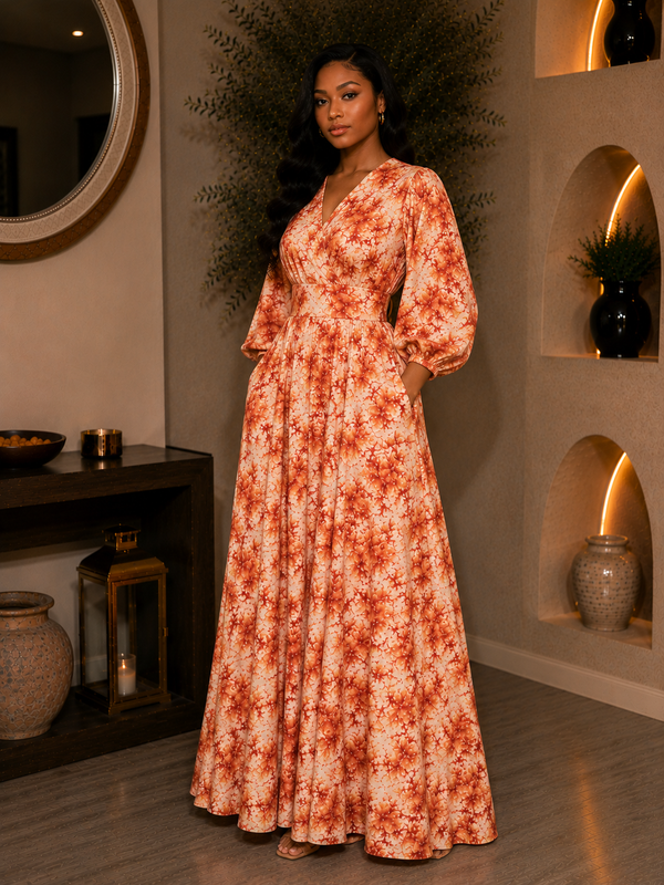 Aijay Adire Luxe Flowy Dress | Luxury African Maxi Gown