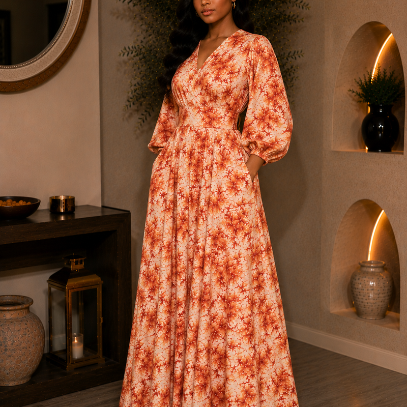 Aijay Adire Luxe Flowy Dress | Luxury African Maxi Gown