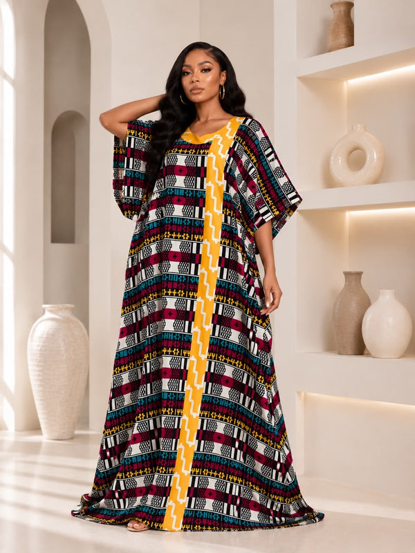 Vikky Adire Kaftan Maxi Dress