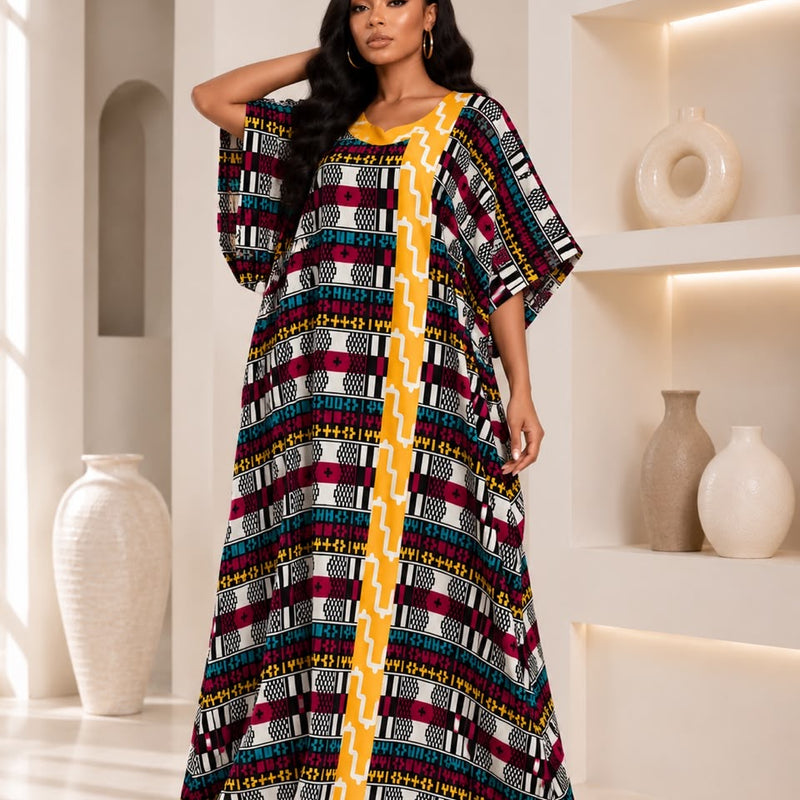 Vikky Adire Kaftan Maxi Dress