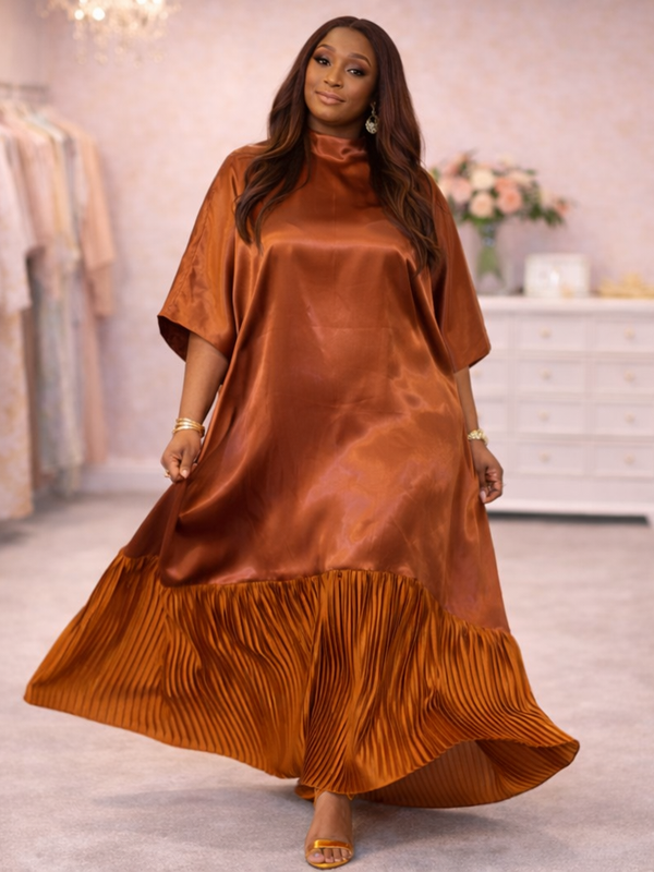 Solára Luxe Boubou – Liquid Organza Pleated Kaftan Dress | Aso Élan