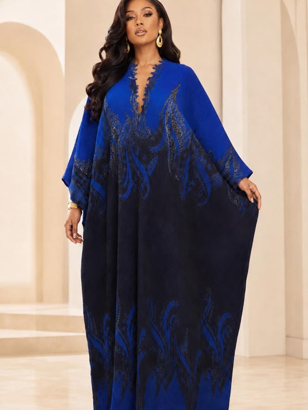 Eki Luxe 3D Brocade Boubou Kaftan – Luxury African Printed Maxi Dress