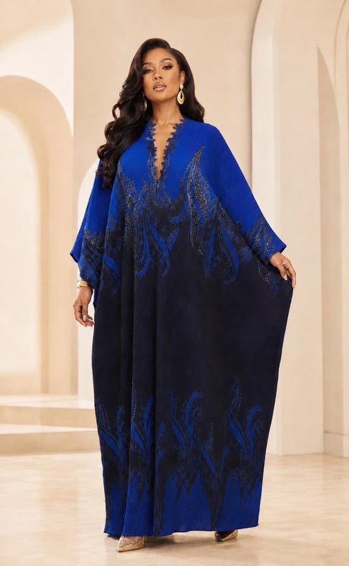 Eki Luxe 3D Brocade Boubou Kaftan – Luxury African Printed Maxi Dress