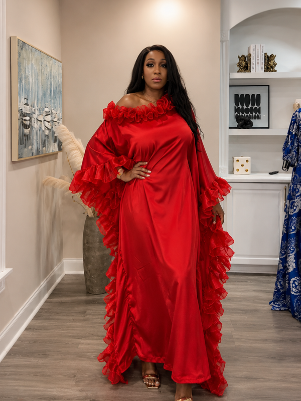 Ruby Luxe Silk Kaftan – Luxury Oversized Silk Resort wear & Loungewear