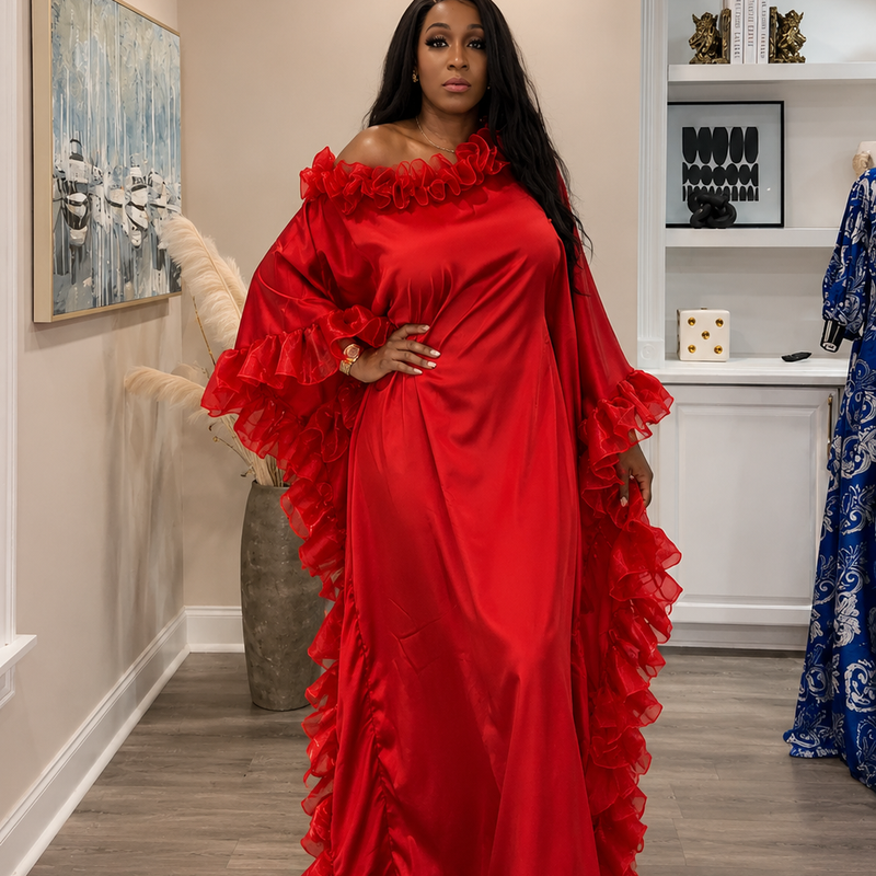 Ruby Luxe Silk Kaftan – Luxury Oversized Silk Resort wear & Loungewear