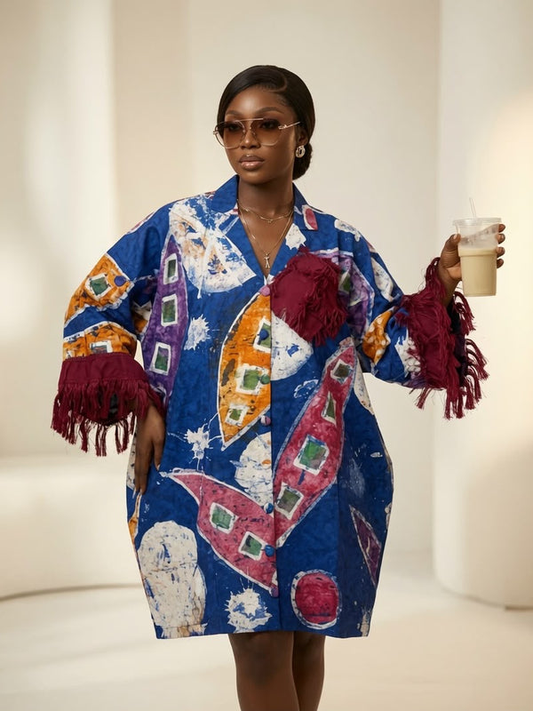 KALY ADIRE ARTWORK MIDI KAFTAN