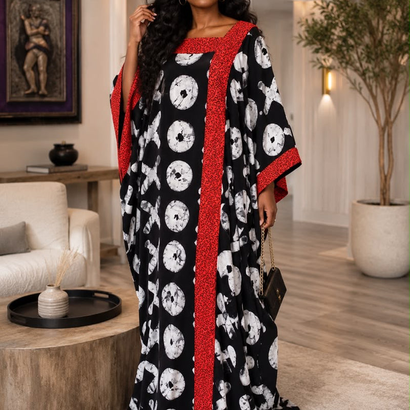 Vikky Adire Kaftan Maxi Dress