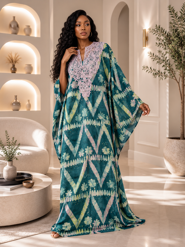 Ola Adire Luxe Kaftan | Flowy African Print Dress