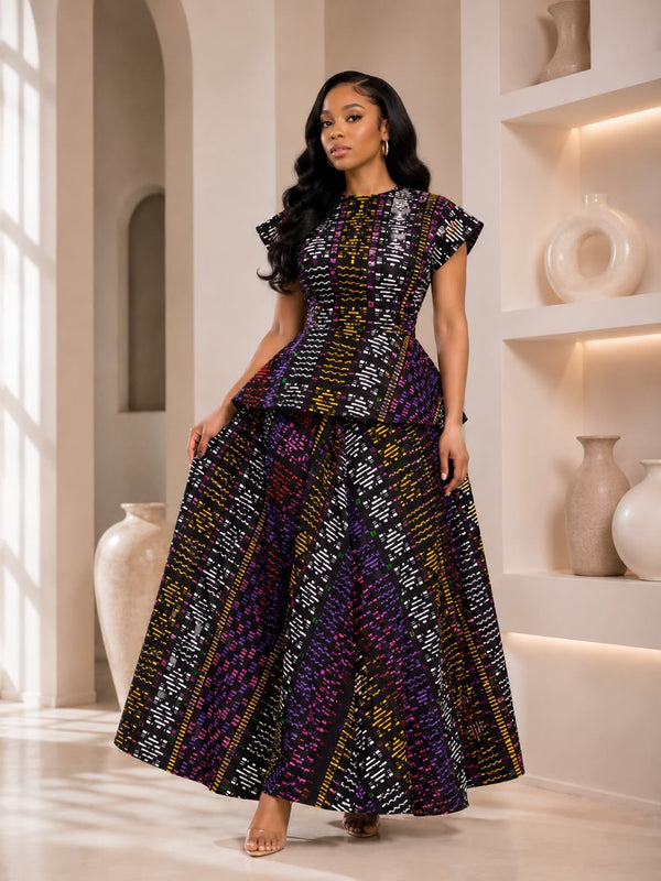 Adanna Ankara 2-Piece Tiered Skirt & Top Set