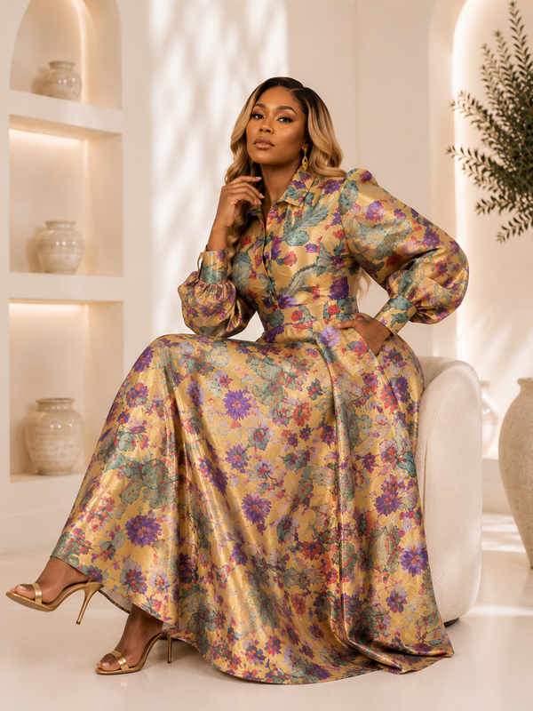 Elara Botanical Luxe Dress