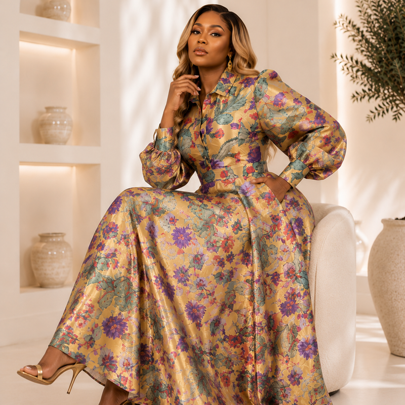 Elara Botanical Luxe Dress