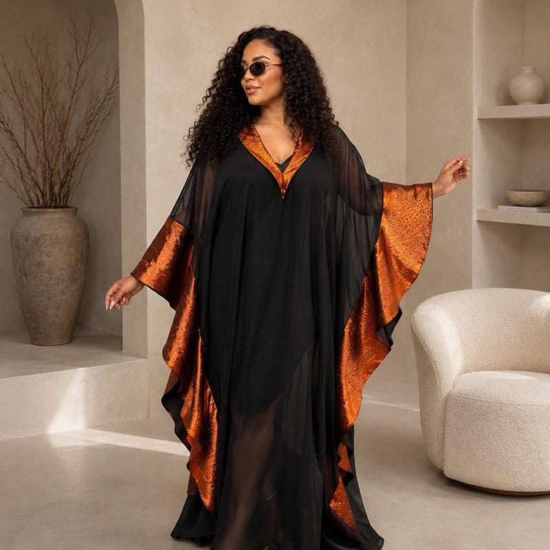 Sanya Luxe Boubou Kaftan | Premium African Silk & Satin Dress