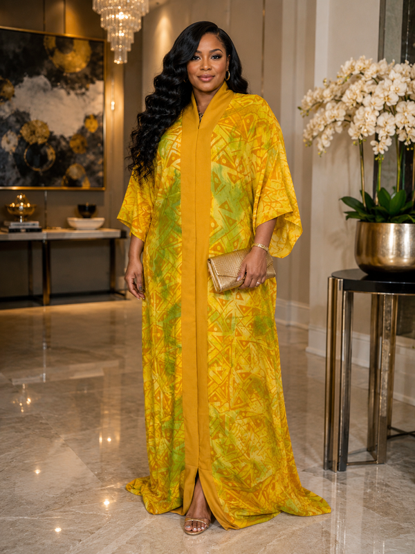 Nkoyo Luxury Adire Shirt Kaftan Dress