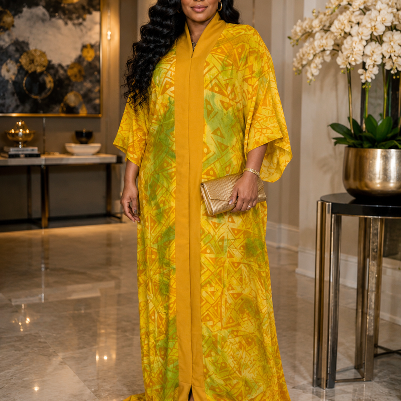 Nkoyo Luxury Adire Shirt Kaftan Dress