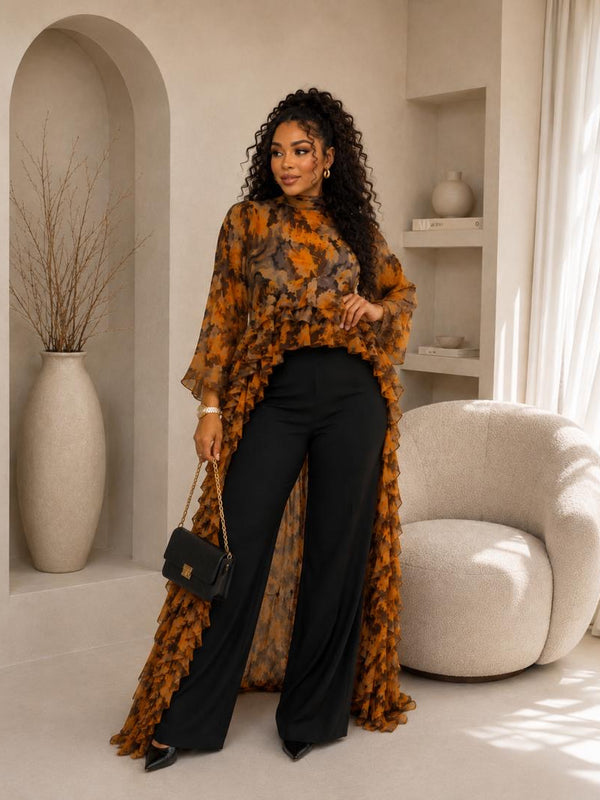Kam-Kam 2-Piece Pant Set | Flowery Print & Flowing Silhouette