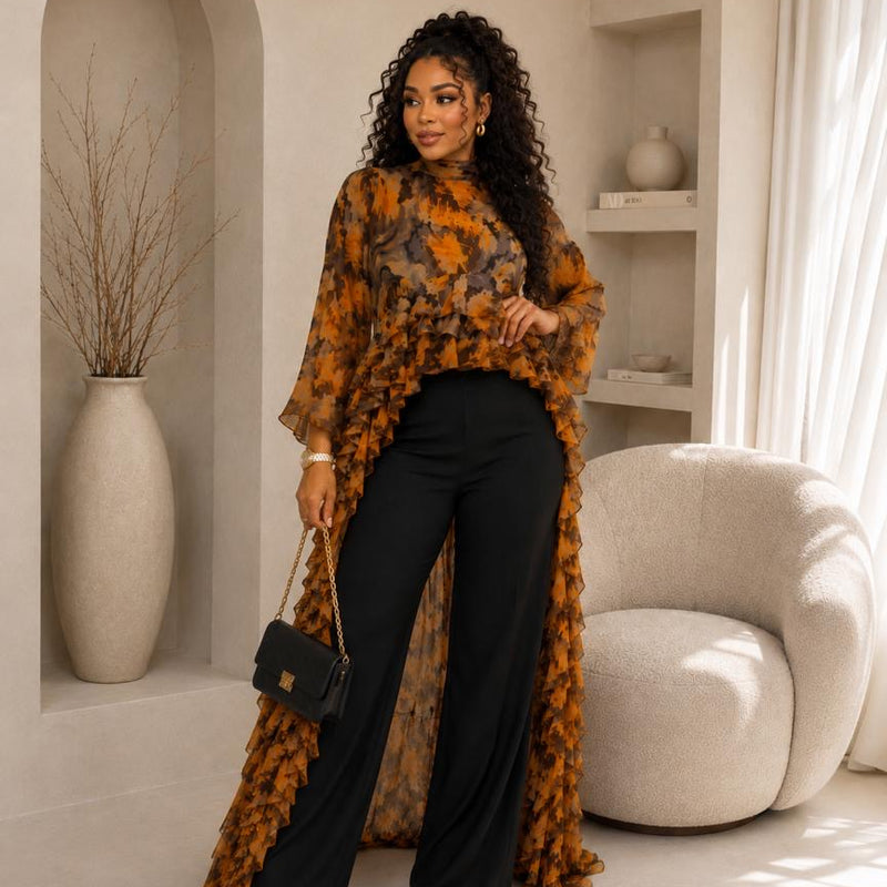 Kam-Kam 2-Piece Pant Set | Flowery Print & Flowing Silhouette