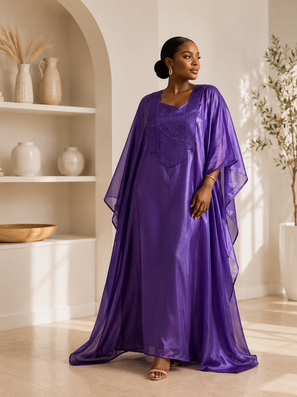 Nafisa Luxe 2-Piece Organza Kaftan Set – Luxury African Boubou & Inner Dress | Elegant Statement Wear