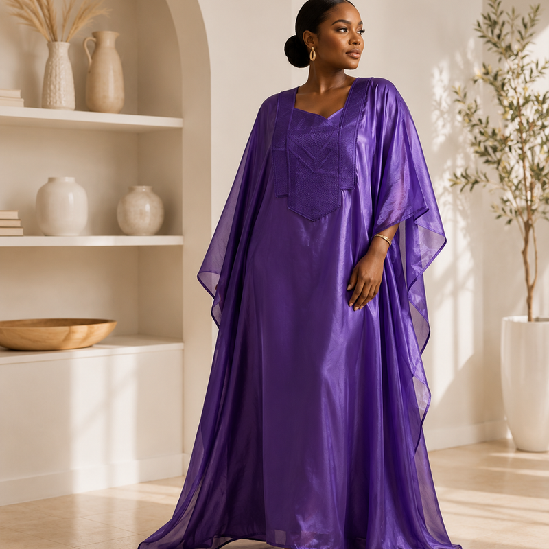 Nafisa Luxe 2-Piece Organza Kaftan Set – Luxury African Boubou & Inner Dress | Elegant Statement Wear