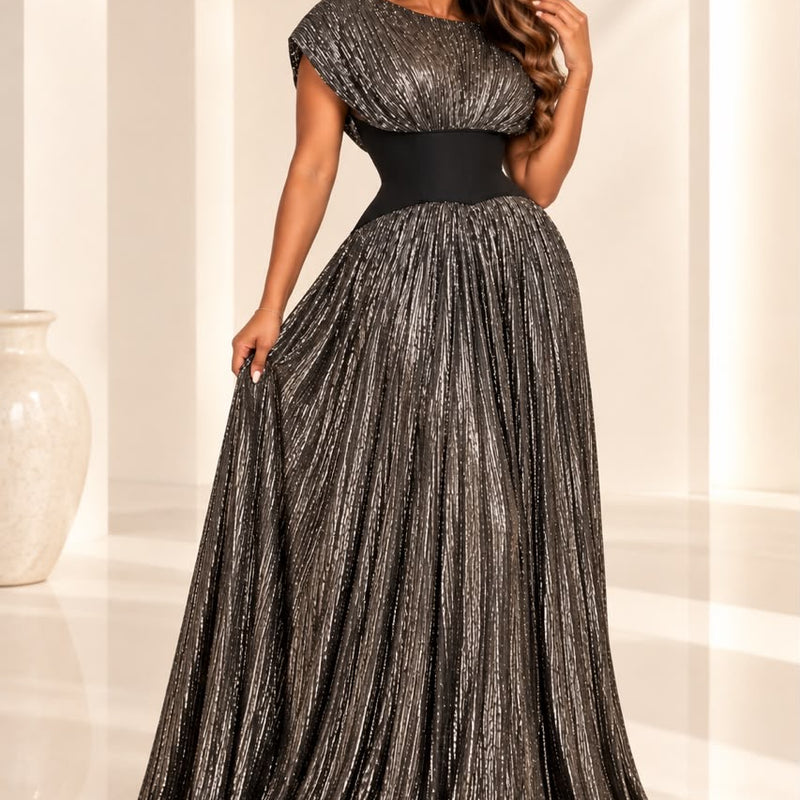 CHIKALA METALLIC LUXE FLOWY DRESS