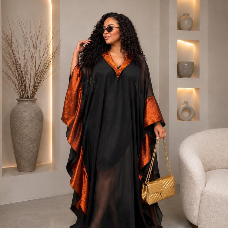 Sanya Luxe Boubou Kaftan | Premium African Silk & Satin Dress