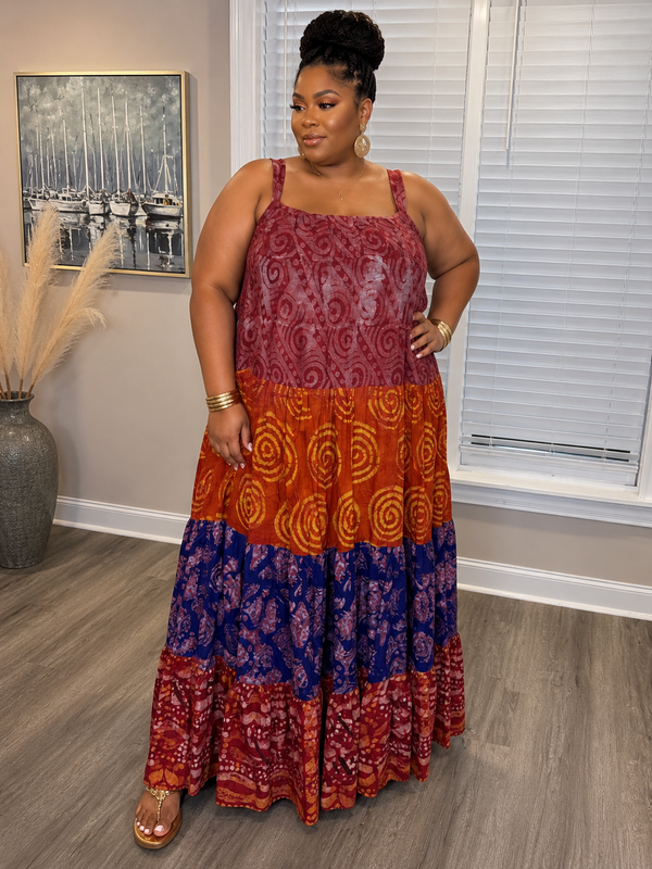 Lamba Adire Tired Flowy Dress