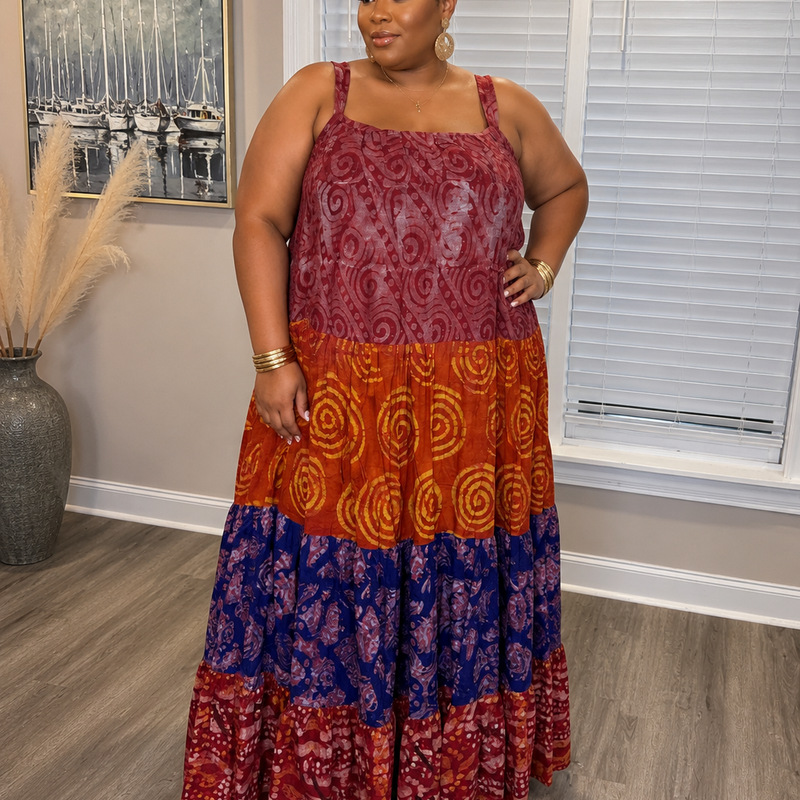 Lamba Adire Tired Flowy Dress