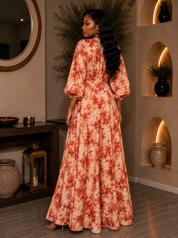 Aijay Adire Luxe Flowy Dress | Luxury African Maxi Gown