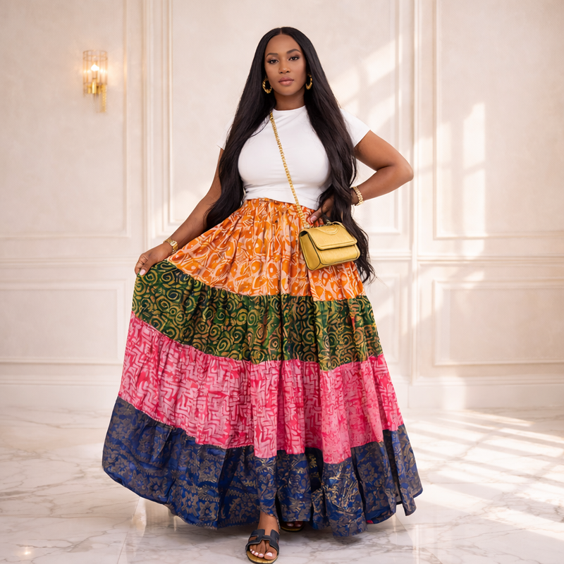 Lamba Adire Patch skirt