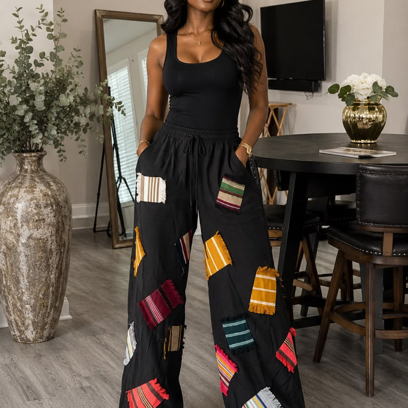 FUMBO LUXE LINEN ASHOKE PATCH PANT