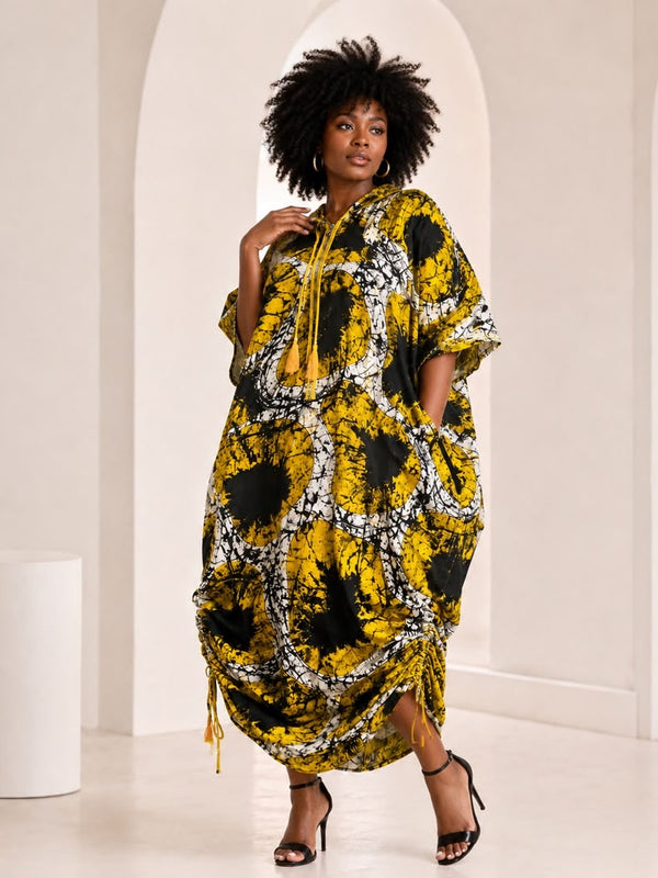 PHYNA ADIRE HOODIE KAFTAN